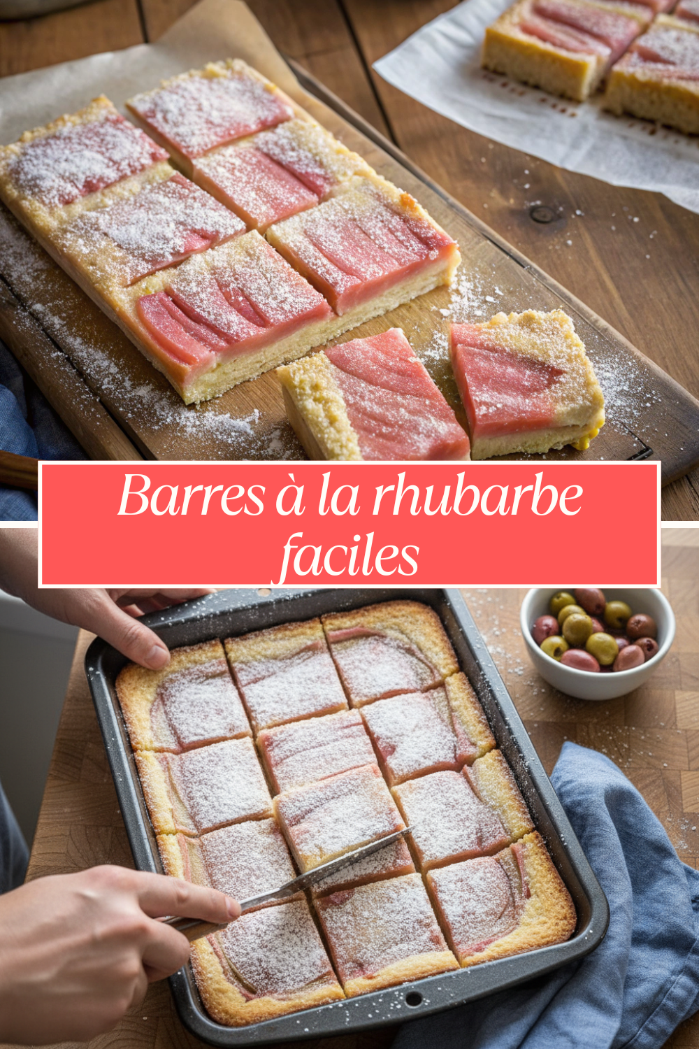 Barres à la rhubarbe faciles avec base sablée