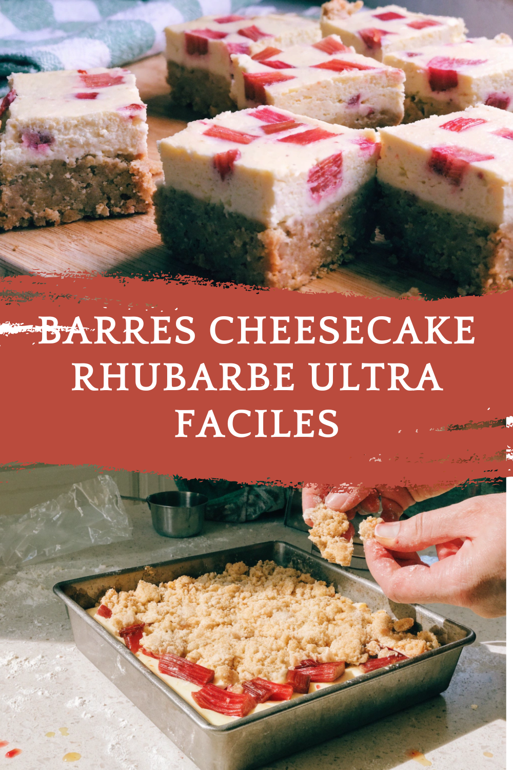 Rhubarb Cheesecake Bars with Oatmeal Crust Faciles