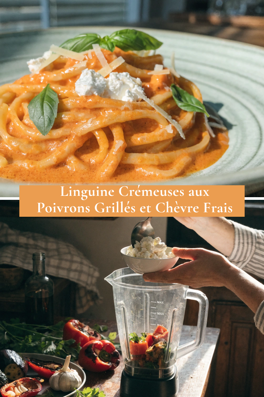 Linguine à la Crème de Poivrons Grillés et Chèvre Frais